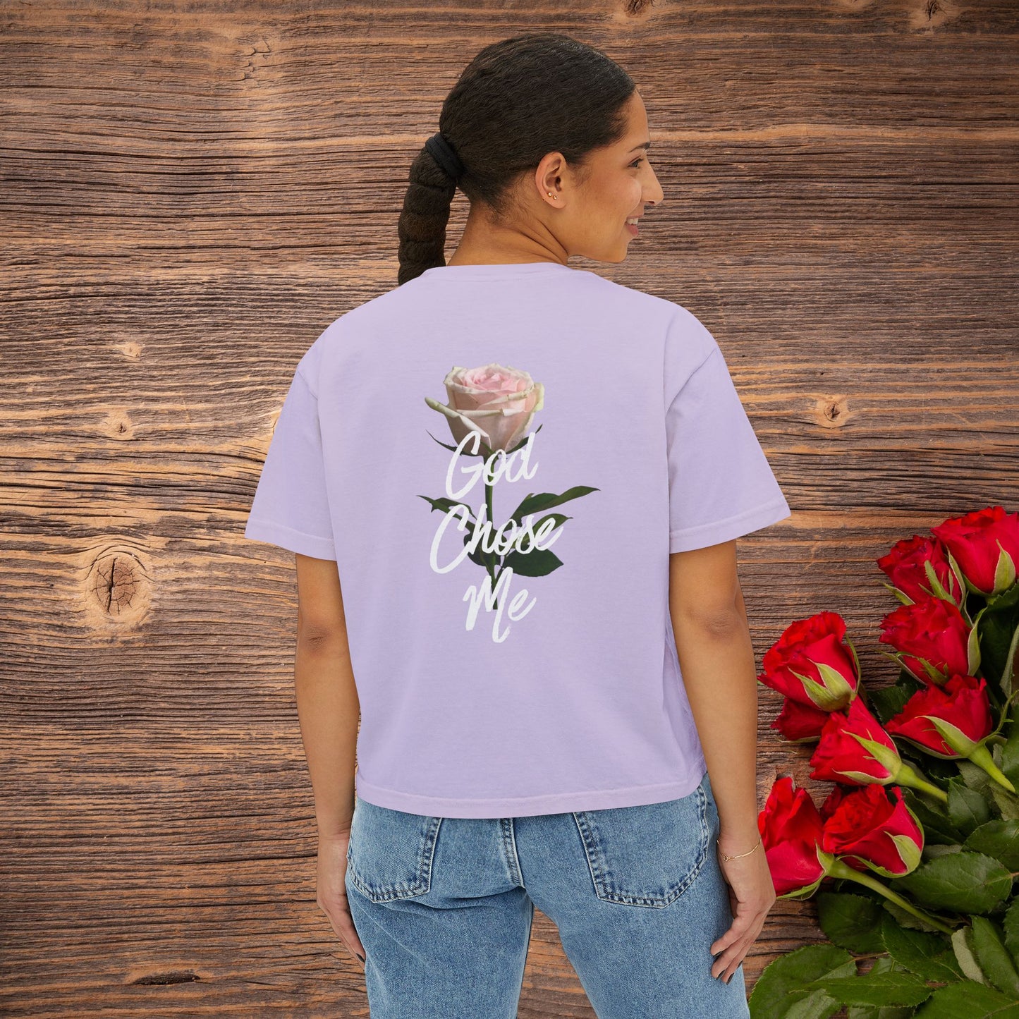 True Mom "GOD CHOSE ME" Crop Tee