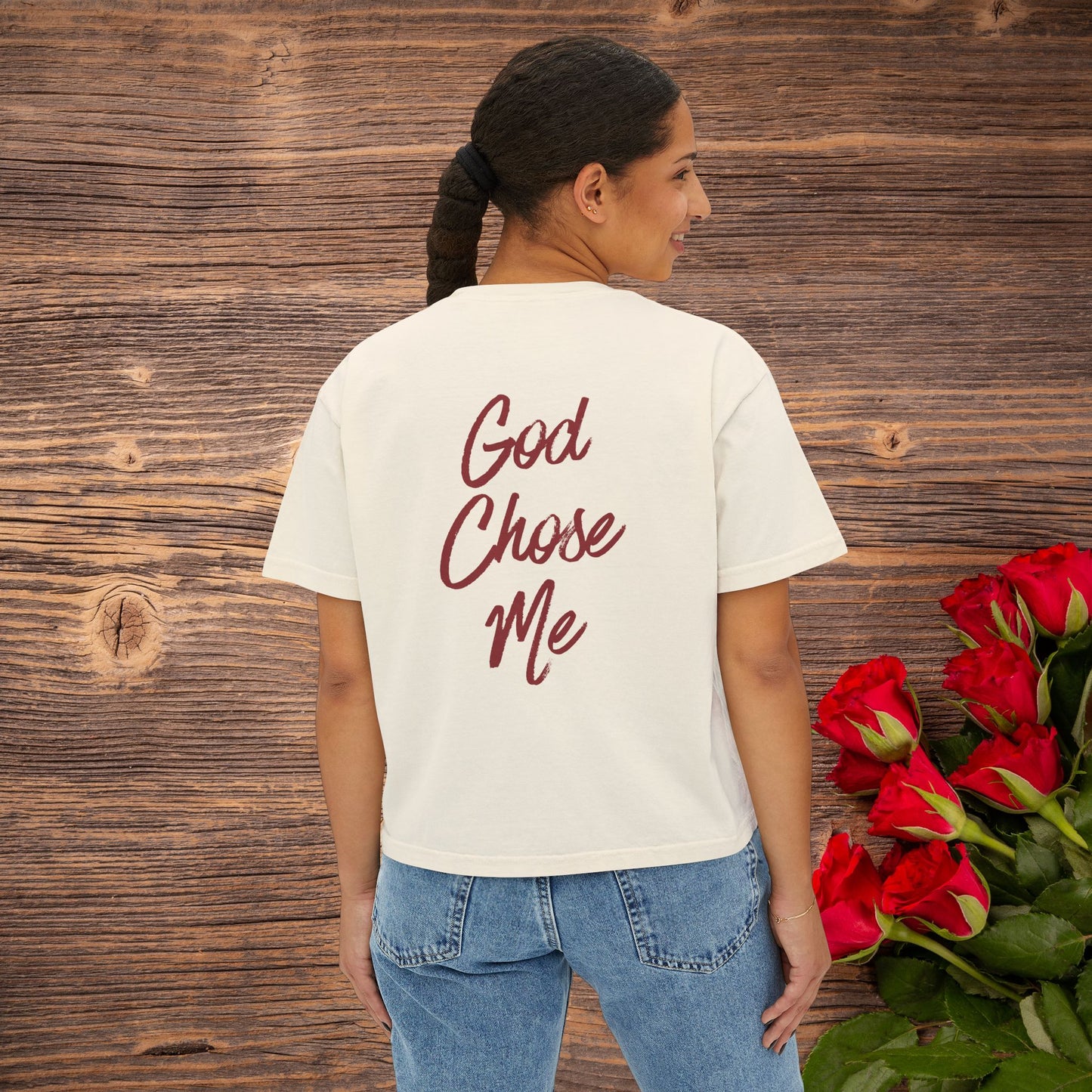 True Mom "GOD CHOSE ME" Crop Tee